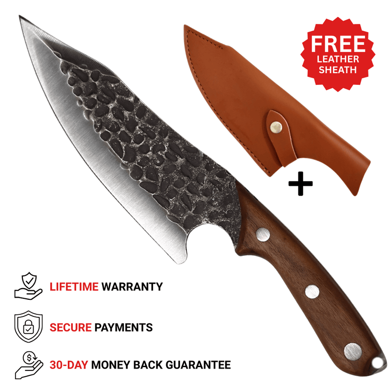 Vachelli Zanari Chef Knife crafted from high-carbon steel with precision blade, full tang handle, lifetime warranty, secure payments, and 30-day money back guarantee