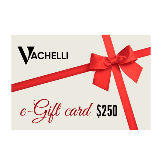 Vachelli $250 e-gift card with red ribbon and bow.