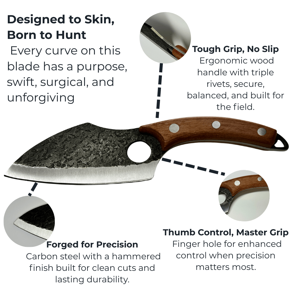 Vachelli Marova forged carbon steel cleaver with curved blade, secure grip, and rust-resistant finish.
